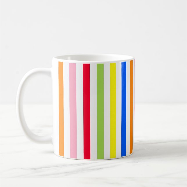Colourful Vibrant Stripes Pattern Design  Coffee Mug (Left)