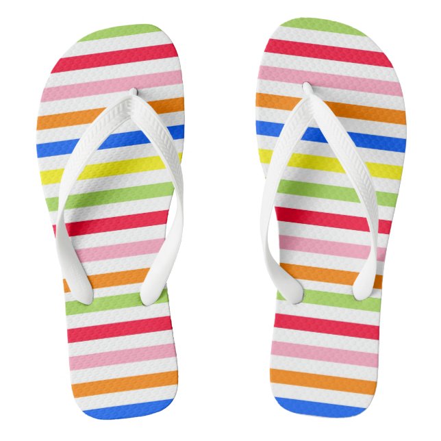 Colourful Vibrant Stripes Pattern Design  Jandals (Footbed)