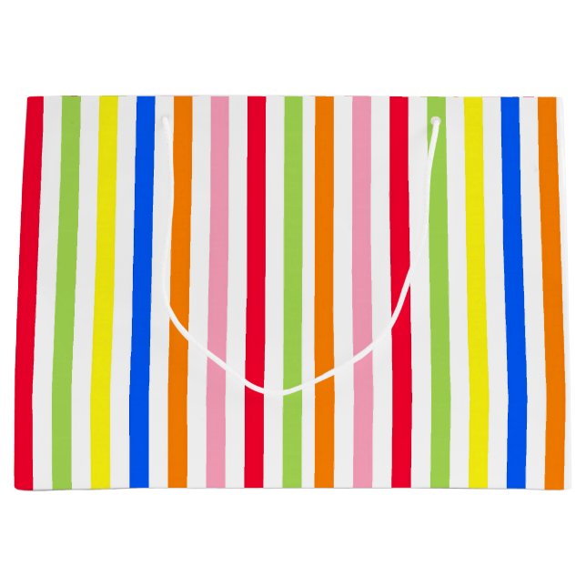Colourful Vibrant Stripes Pattern Design  Large Gift Bag (Front)