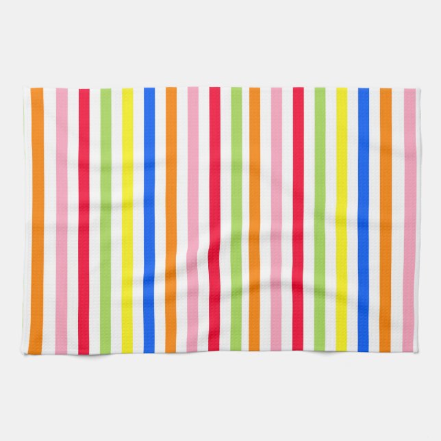 Colourful Vibrant Stripes Pattern Design  Tea Towel (Horizontal)