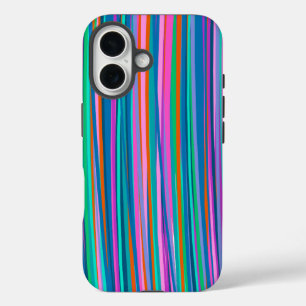 Colourful Vibrant Stripes Playful Bright Colours iPhone 16 Case