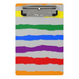 Colourful Vibrant Stripes Rainbow on custom Colour Mini Clipboard
