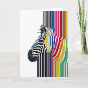 Colourful Vibrant Stripes Zebra Painting Card