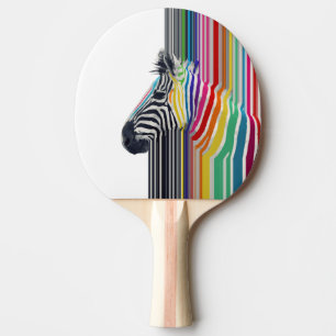 Colourful Vibrant Stripes Zebra Painting Ping Pong Paddle
