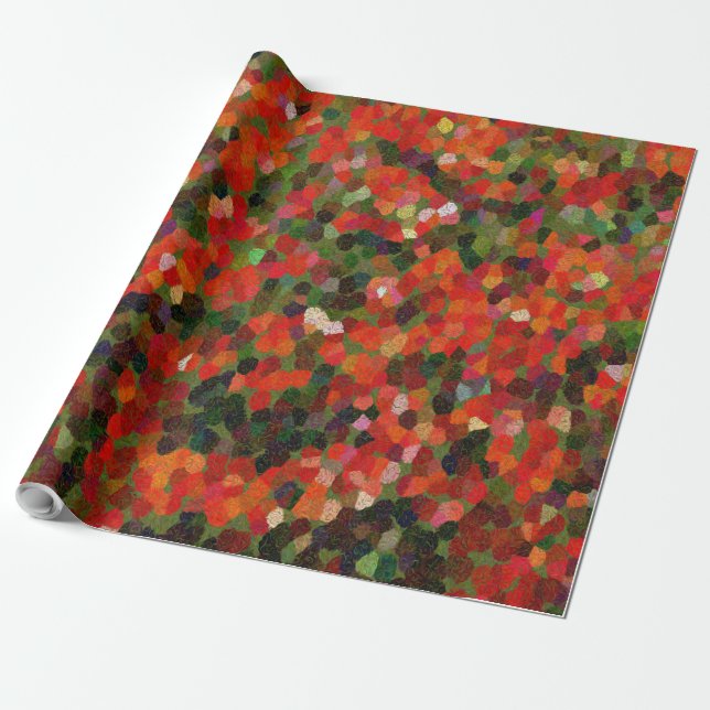 Colourful vibrant tiny red flowers Abstract Wrapping Paper (Unrolled)