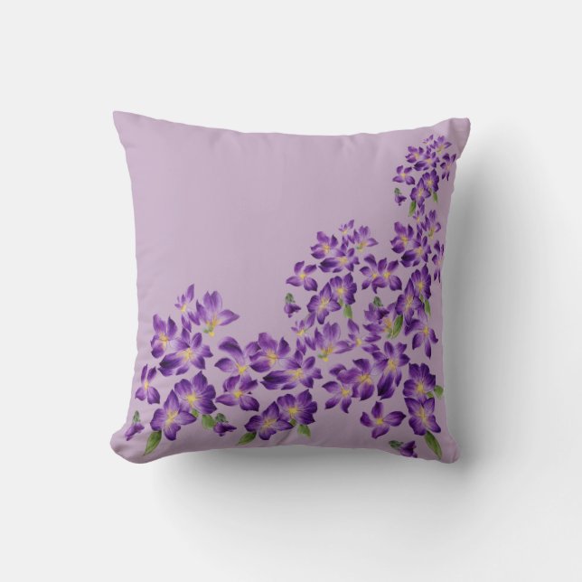 Colourful Vibrant Violet Flowers Throw Pillow (Front)