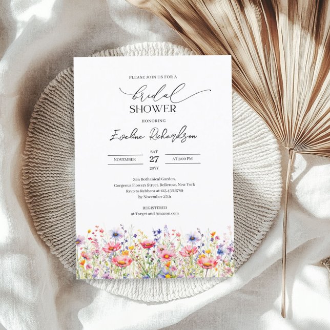 Colourful vibrant watercolor spring wildflowers invitation (Colorful vibrant watercolor spring wildflowers invitation)