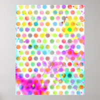 colourful vibrant watercolour splatters polka dots