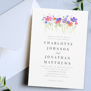 Colourful Vibrant Wildflower Boho Wedding Invitation