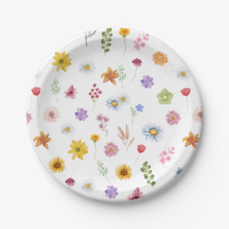 Colourful & Vibrant Wildflowers Paper Plates