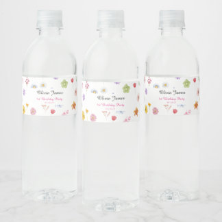 Colourful & Vibrant Wildflowers Water Bottle Labe Label