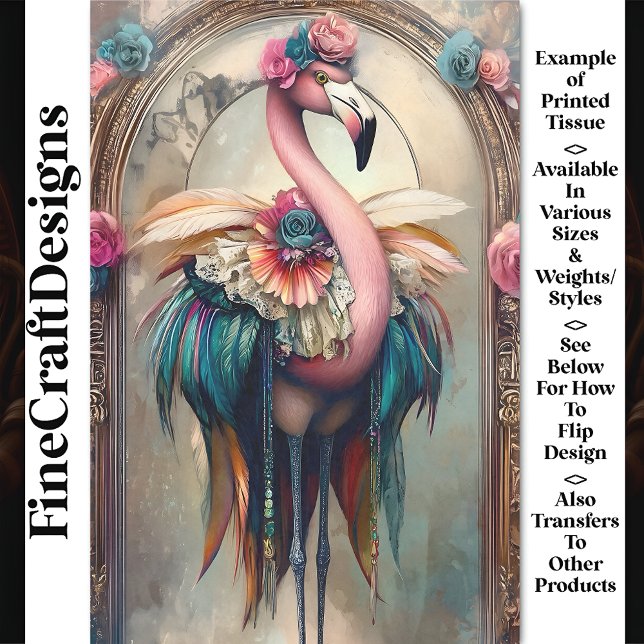 Colourful Victorian Carnival Flamingo BH5 Decoupag Tissue Paper (Creator Uploaded)