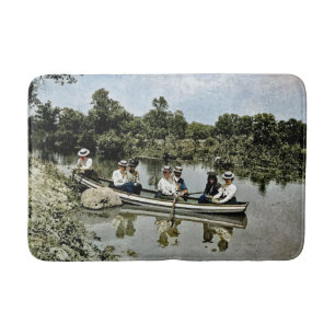 Colourful Victorian Era Summer Boating fun Art Bath Mat