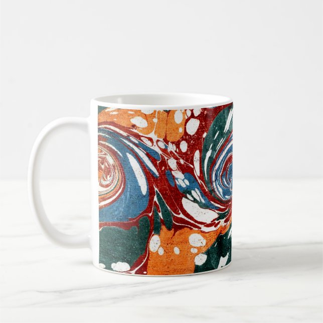 Colourful Victorian Marbled Paper Cover Coffee Mug (Left)