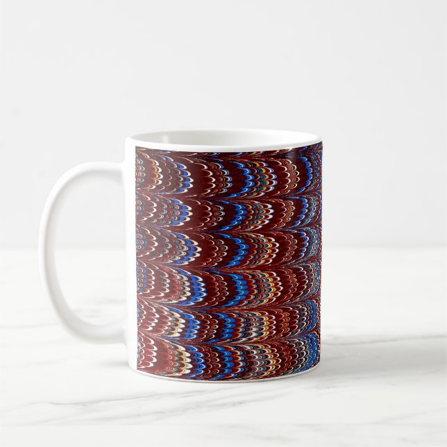 Colourful Victorian Marbled Paper Cover Coffee Mug (Left)