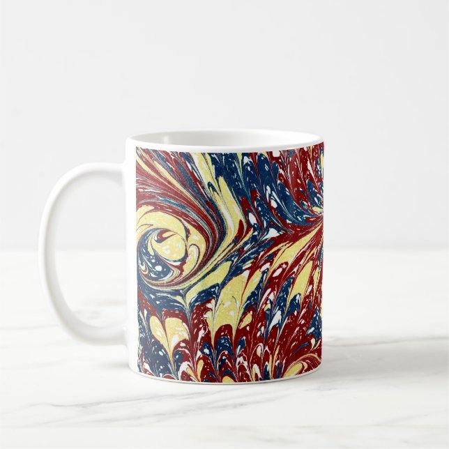Colourful Victorian Marbled Paper Cover Coffee Mug (Left)