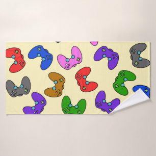  Colourful Video Game Controllers Bath Towel