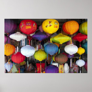 Colourful Vietnamese hanging lanterns Poster