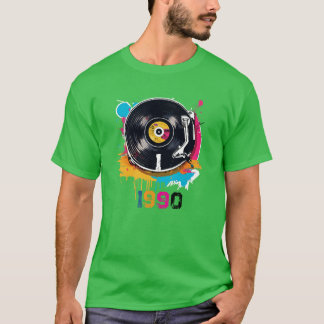 Colourful Vintage 1990 Retro Vinyl DJ T-Shirt
