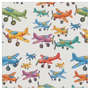 Colourful Vintage Aeroplanes Pattern – Retro Aviat Fabric
