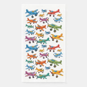 Colourful Vintage Aeroplanes Pattern – Retro Aviat Napkin