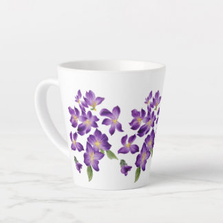 Colourful Vintage African Violets Purple Latte Mug