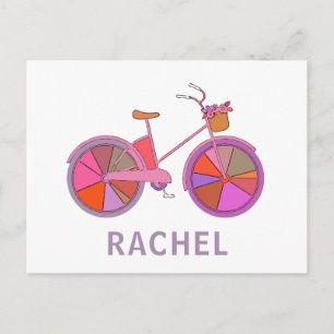 Colourful Vintage Bike with Flowers Illustration Postcard