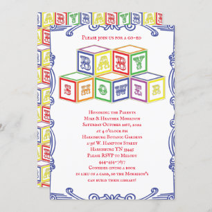 Colourful Vintage Blocks Baby Shower Invitation