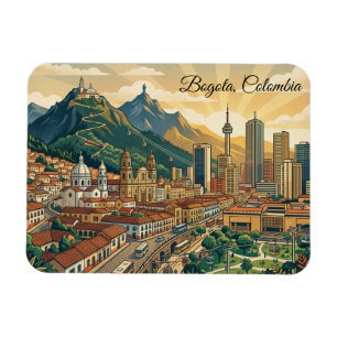 Colourful Vintage Bogota Colombia Travel Art Magnet