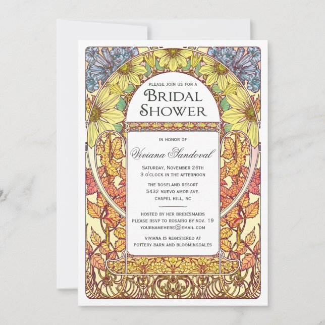Colourful Vintage Bridal Shower Invitations (Front)