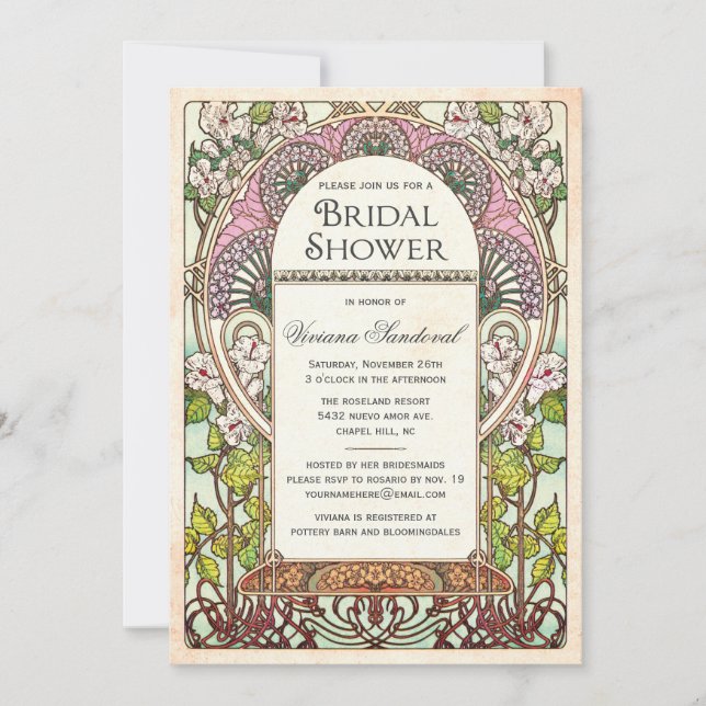 Colourful Vintage Bridal Shower Invitations (Front)
