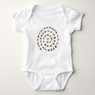 Colourful Vintage Bugs & Beetles Pattern Baby Bodysuit