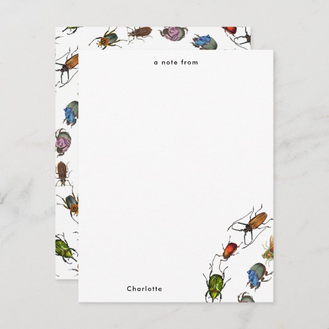 Colourful Vintage Bugs & Beetles Pattern Card (Front/Back)