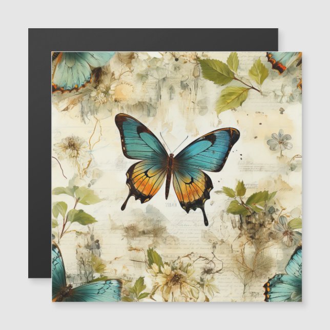 Colourful Vintage Butterflies and Flowers (1) (Front/Back)