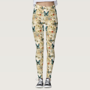 Colourful Vintage Butterflies and Flowers (11) Leggings