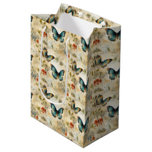 Colourful Vintage Butterflies and Flowers (11) Medium Gift Bag