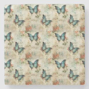 Colourful Vintage Butterflies and Flowers (12) Stone Coaster