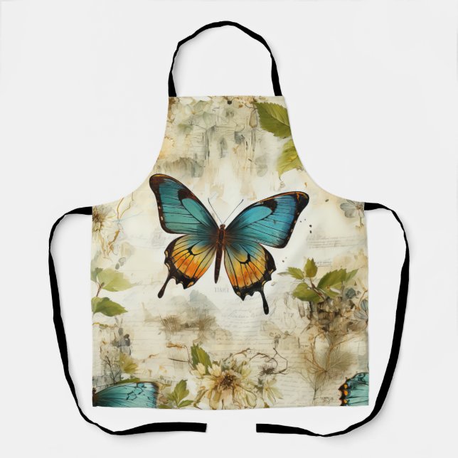 Colourful Vintage Butterflies and Flowers (1) Apron (Front)