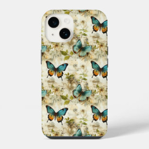 Colourful Vintage Butterflies and Flowers (1) iPhone 14 Case