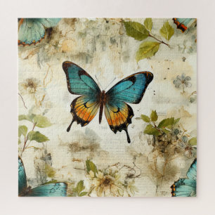 Colourful Vintage Butterflies and Flowers (1) Jigsaw Puzzle