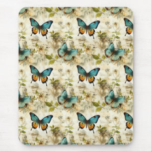 Colourful Vintage Butterflies and Flowers (1) Mouse Pad