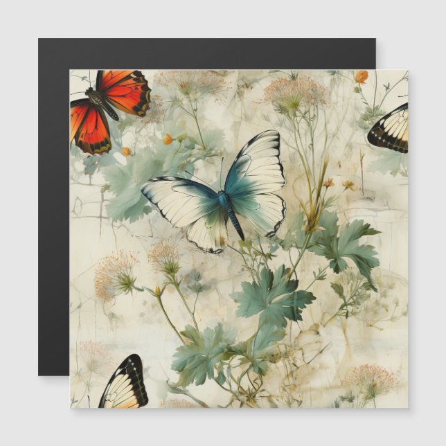 Colourful Vintage Butterflies and Flowers (2) (Front/Back)