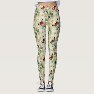 Colourful Vintage Butterflies and Flowers (2) Leggings