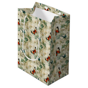 Colourful Vintage Butterflies and Flowers (2) Medium Gift Bag