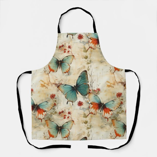 Colourful Vintage Butterflies and Flowers (3) Apron (Front)