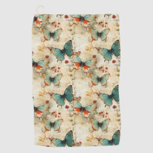 Colourful Vintage Butterflies and Flowers (3) Golf Towel