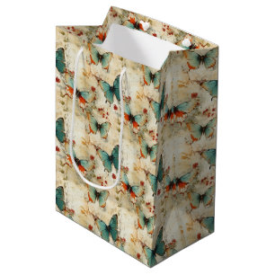 Colourful Vintage Butterflies and Flowers (3) Medium Gift Bag