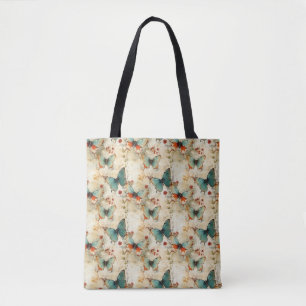 Colourful Vintage Butterflies and Flowers (3) Tote Bag
