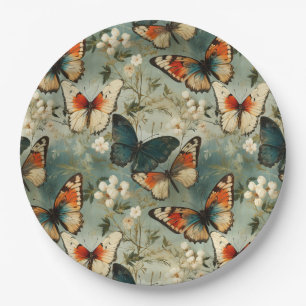 Colourful Vintage Butterflies and Flowers (5) Paper Plate