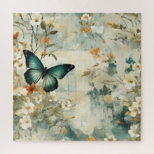 Colourful Vintage Butterflies and Flowers (6) Jigsaw Puzzle